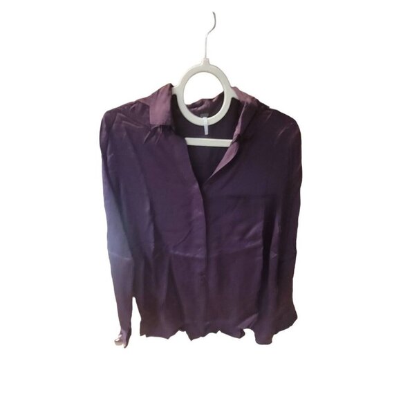 YFB Young Fabulous & Broke Purple Long Sleeve Collared Shirt Blouse XS